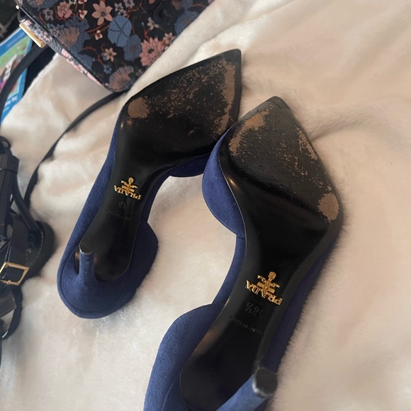 Sophisticated Prada  suede and shiny stilettos pointy toe85M - Picture 5 of 11